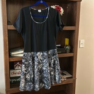 Black and marble athletic mini dress